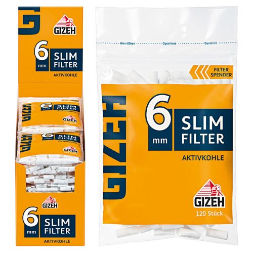 Gizeh Aktivkohle SLIM Filter 34 Stück 6 mm