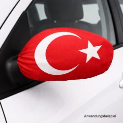 Außenspiegelfahne 2er Set Türkei-Flagge mit Gummizug