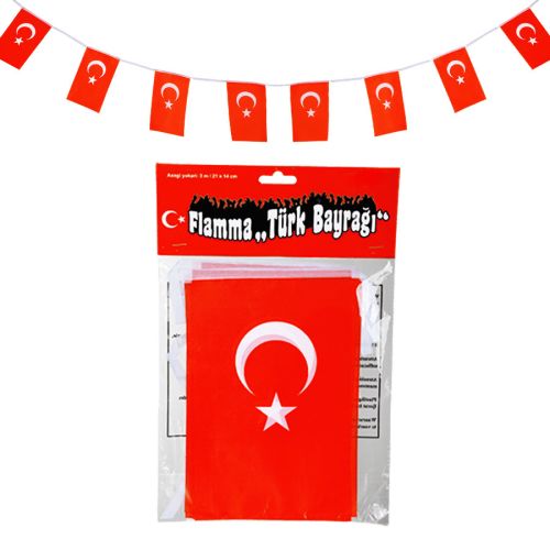 Girlande Türkei-Flagge ca.3m mit 9 Fahnen