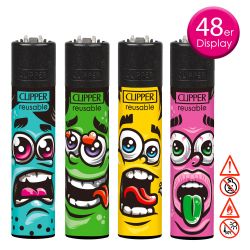 Clipper Feuerzeug " Faces 3 " 48er Display