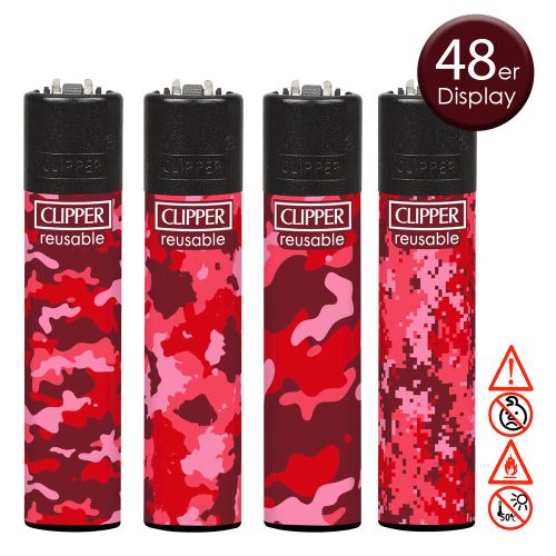 Clipper Feuerzeug " Red Camouflage " 48er Display