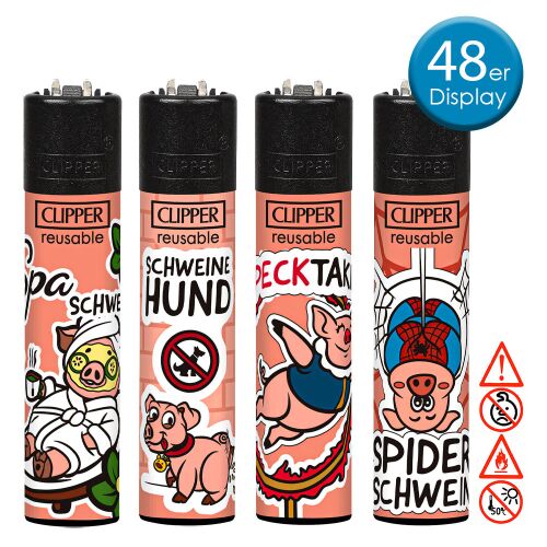 Clipper Feuerzeug " Schweinerei " 48er Display