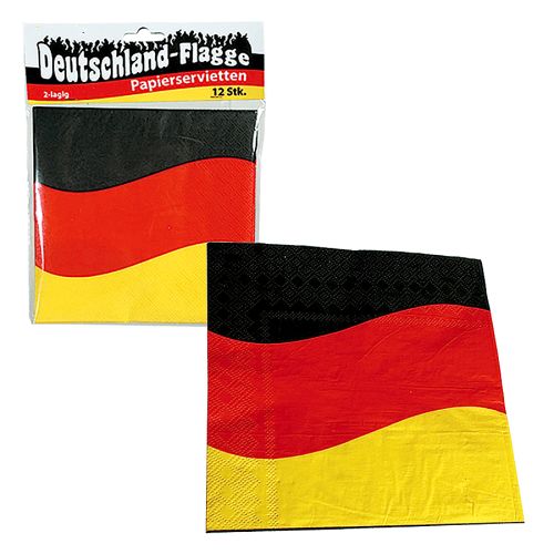 Papier-Servietten 12er-Set  Deutschland-Flagge ca.33x33cm