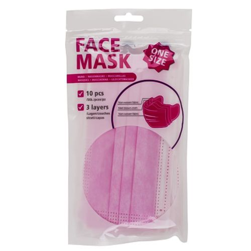10 Stück Mund-Nasen-Maske 3-lagig Rosa