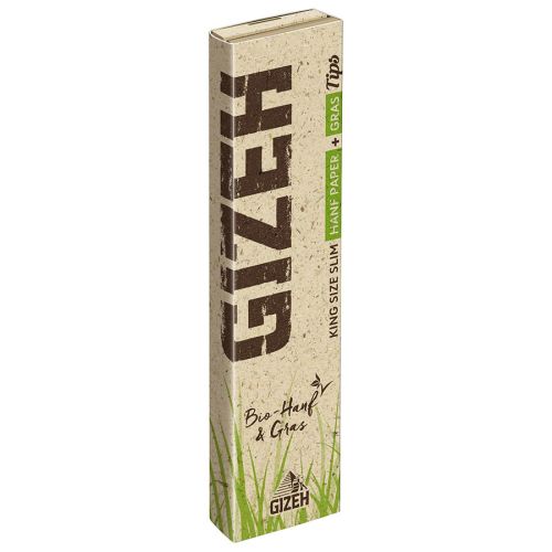 GIZEH Hanf & Gras Extra Fine King Size Slim + TIPS 24er Box/ je 34 Blatt-34 Tips
