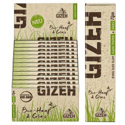 GIZEH "Hanf & Gras" Extra Fine King Size Slim + TIPS 24er Box/ je 34 Blatt-34 Tips