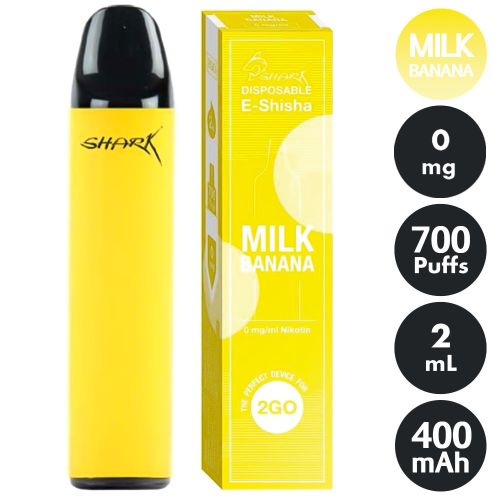 SHARK " Milk Banana " E-Shisha max.700 Züge - 0mg - ohne Niktoin