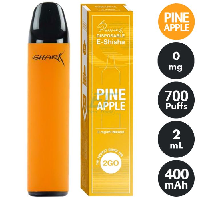SHARK " Pineapple " EShisha max.700 Züge 0mg ohne Niktoin
